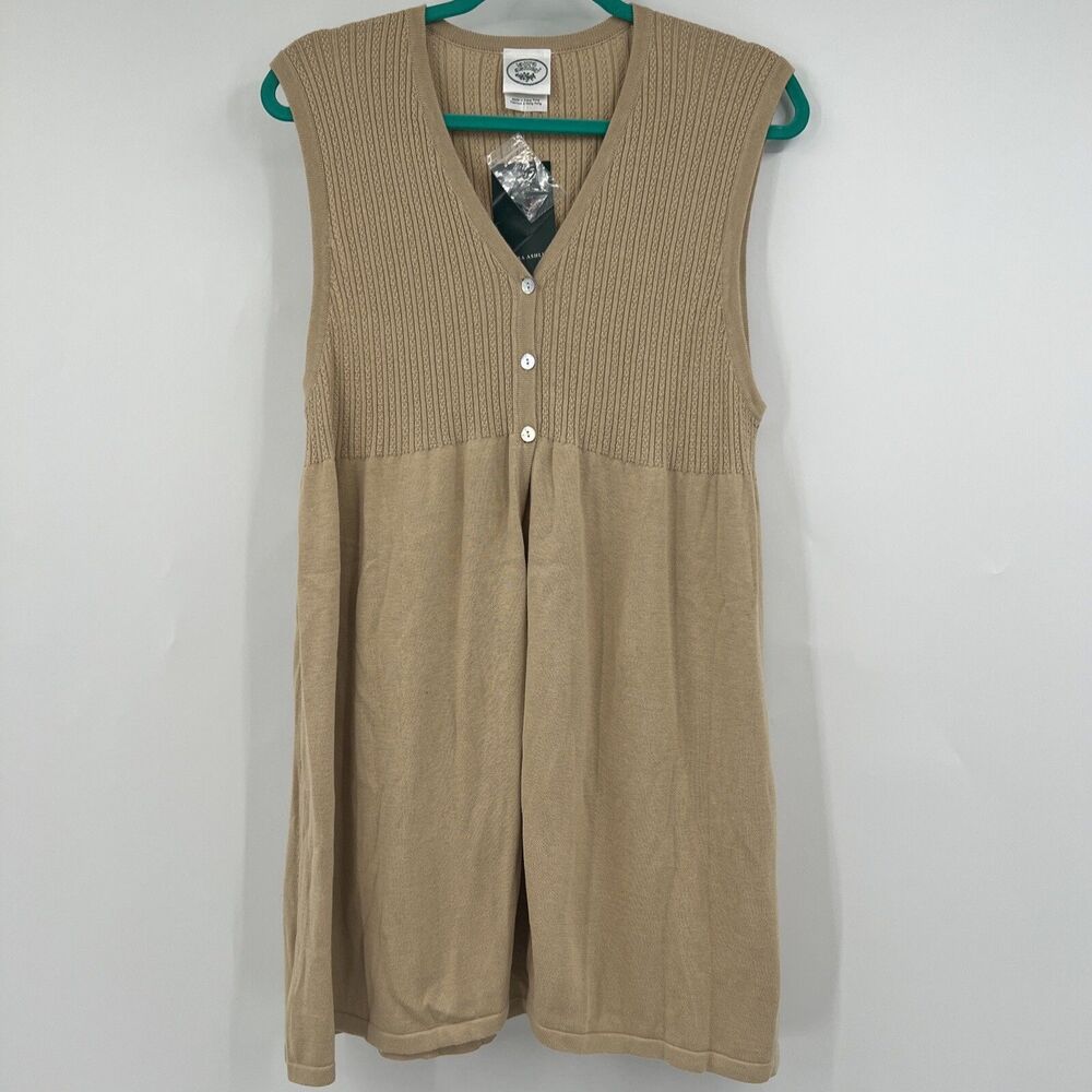 Vintage Laura Ashley Sleeveless Tunic Cardigan NWT Brown Ribbed Knit Vest 12